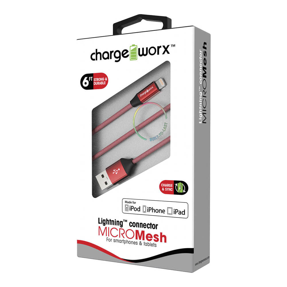 Cable Cargador ChargeWorx Rojo