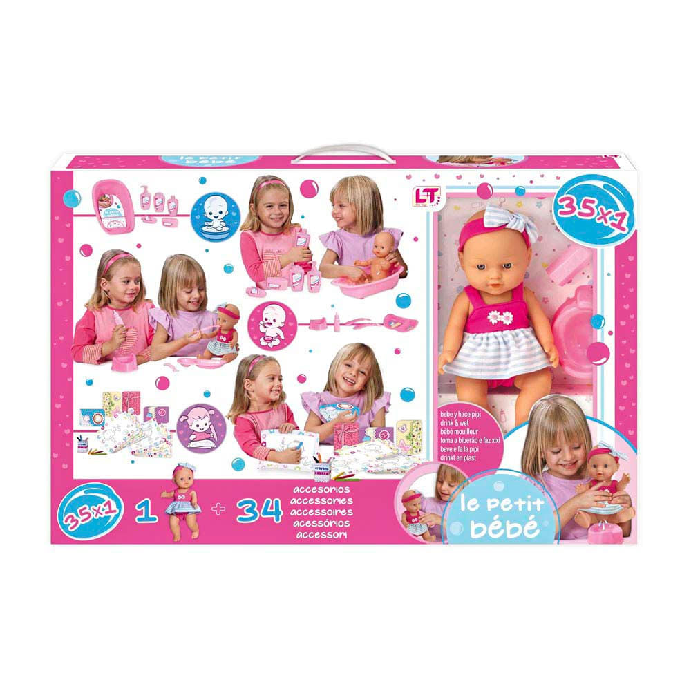 Muñeca Bebé Le Bebé Drink & Wet Con Accesorios