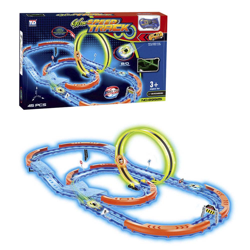 Pista 360 Spinway Track Glow Power 45 Piezas Tengleader