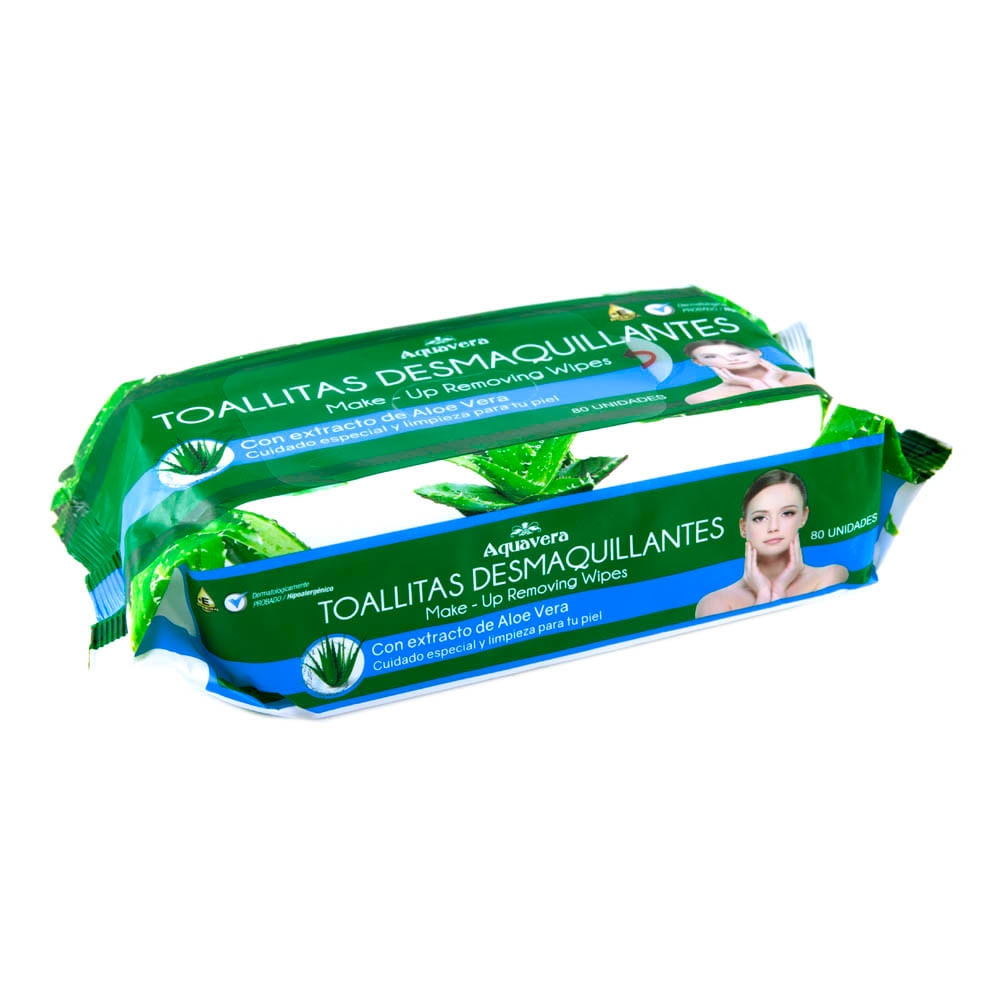 Toallas Desmaquillante Aquavera Aloe 80 Piezas