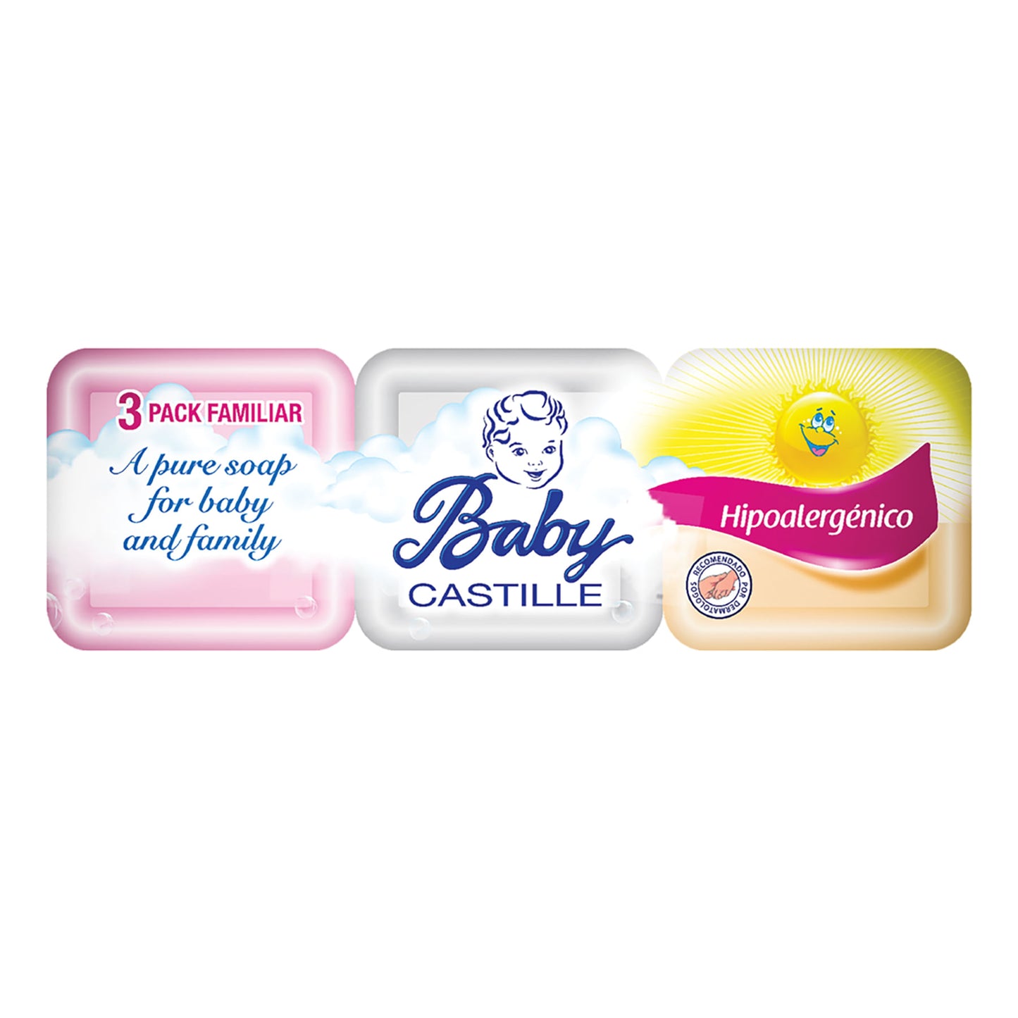 Jabón Baby Castille de Colores 3 Piezas