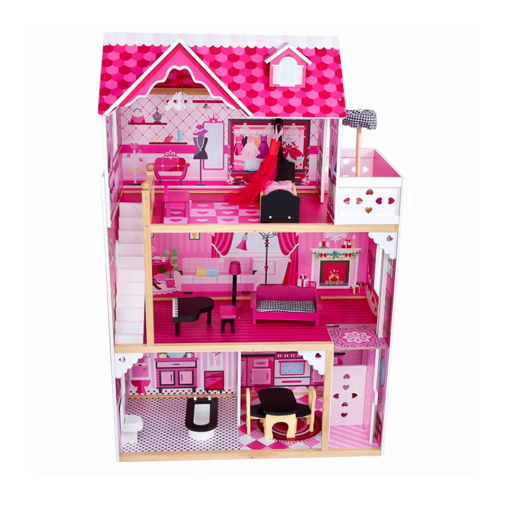 Casa de Muñecas de Madera Star Toys de 3 Pisos 121 cm x 83 cm x 38 cm