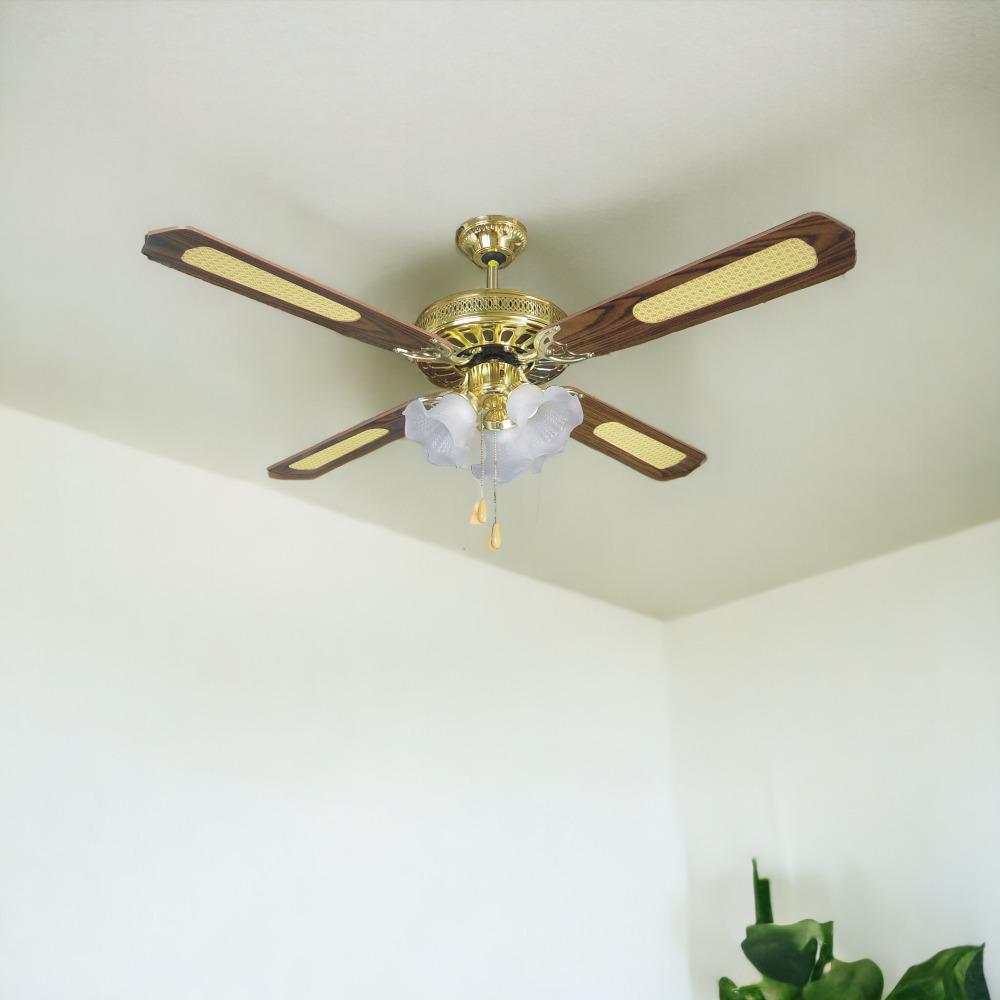 Abanico de Techo Con Lampara Premier 52” Latón Pulido