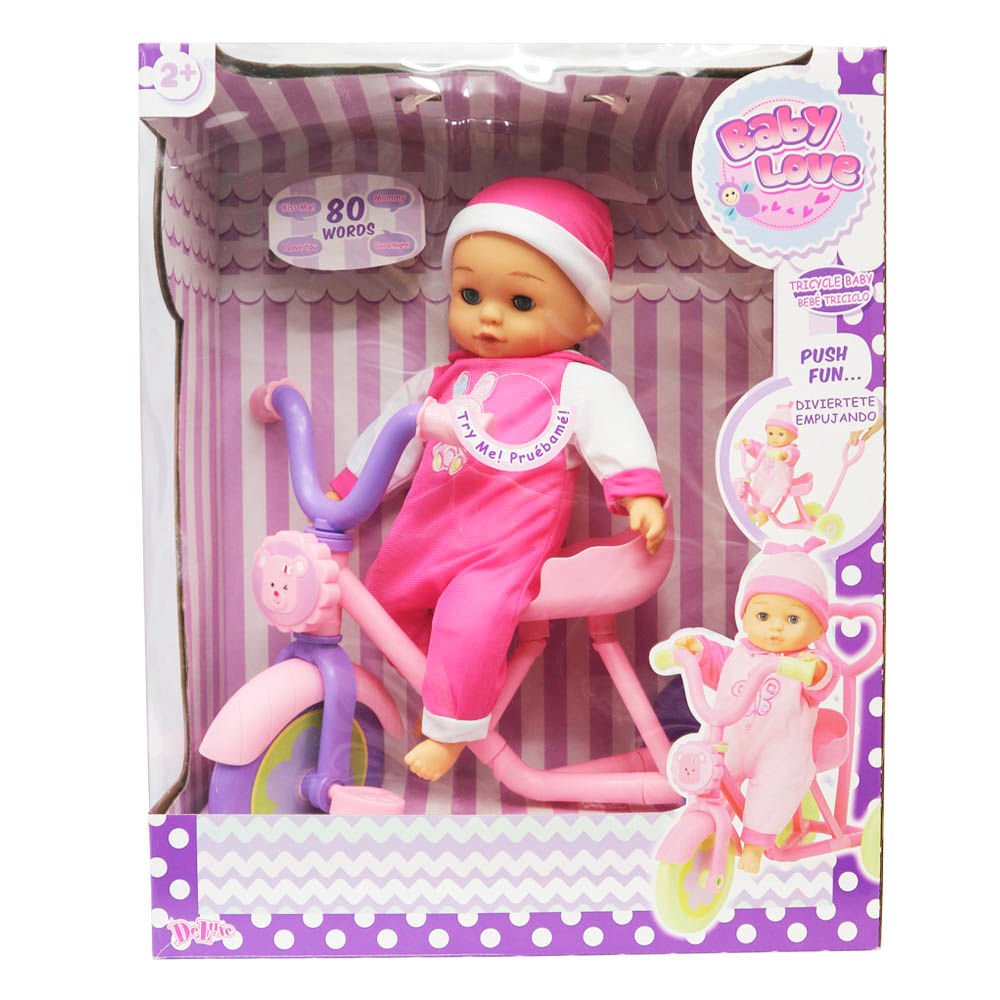 Muñeca Bebe DeLuxe Triciclo