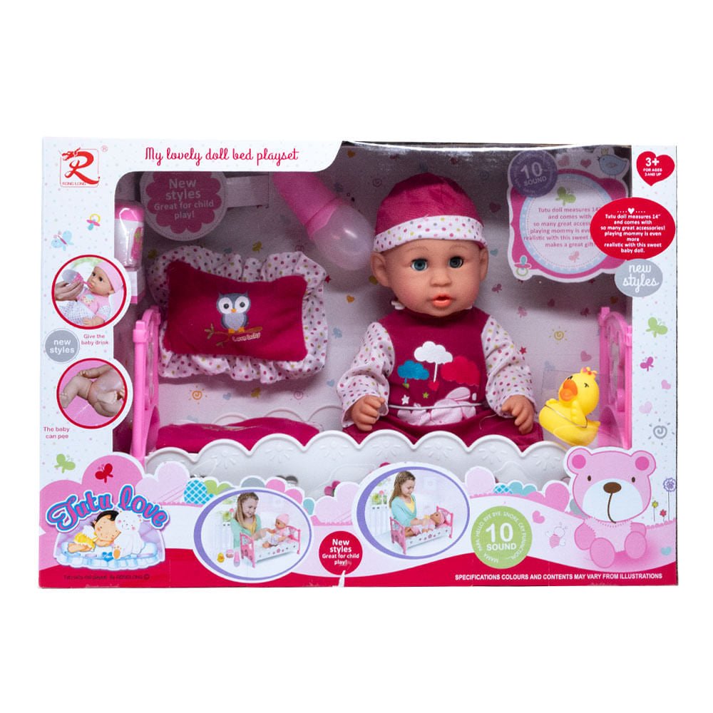 Muñeca Bebe Tutu Love Con Accesorios y Sonido de 14"