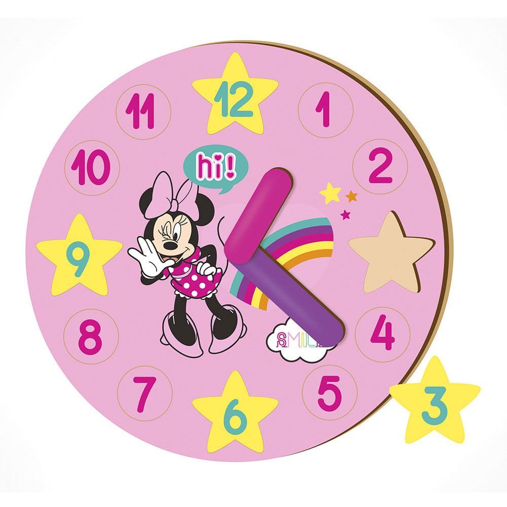 Reloj Didáctico Minnie Mouse De Madera