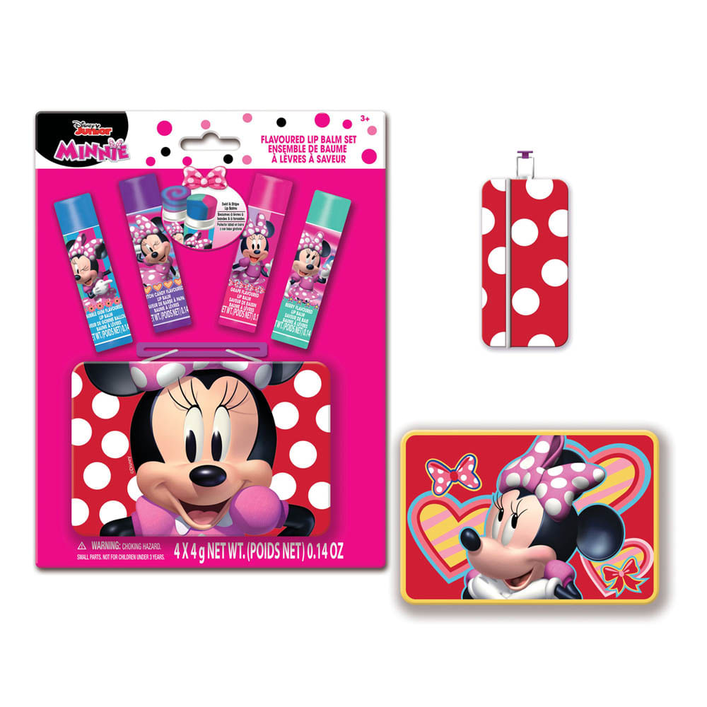 Bálsamo Labial Minnie Mouse Disney Set 4 Piezas Con Estuche