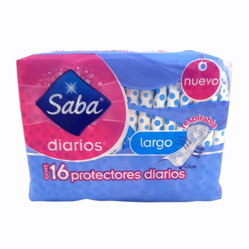 Protectores Diarios Saba Largos 16 Piezas