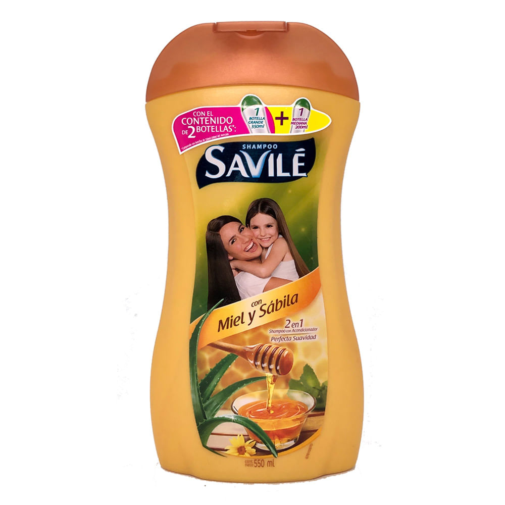 Shampoo Savile Con Miel y Sabila 2 en 1 - 550 ml