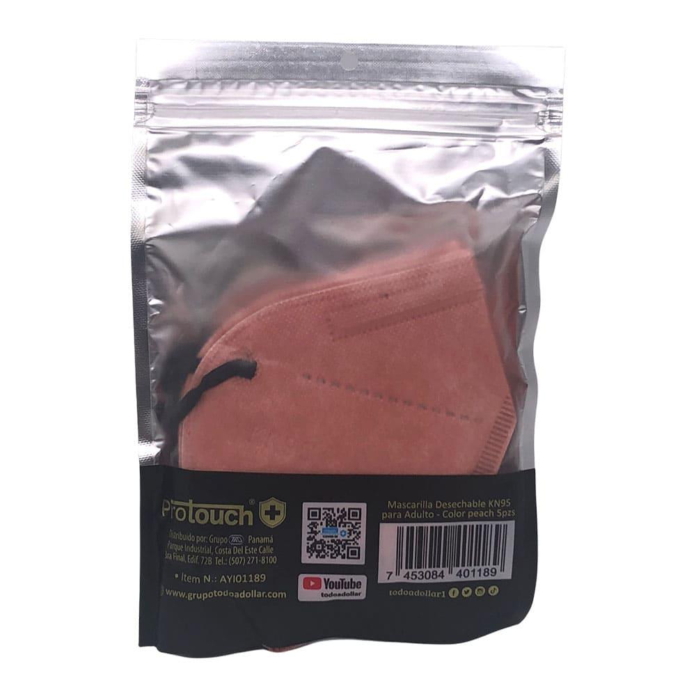Mascarilla Desechable KN95 Protouch Peach 5 Piezas