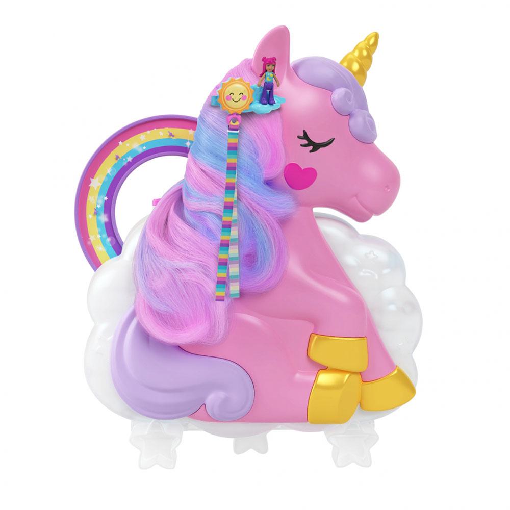 Set de Juego Polly Pocket Unicornio Con Salón Arcoíris