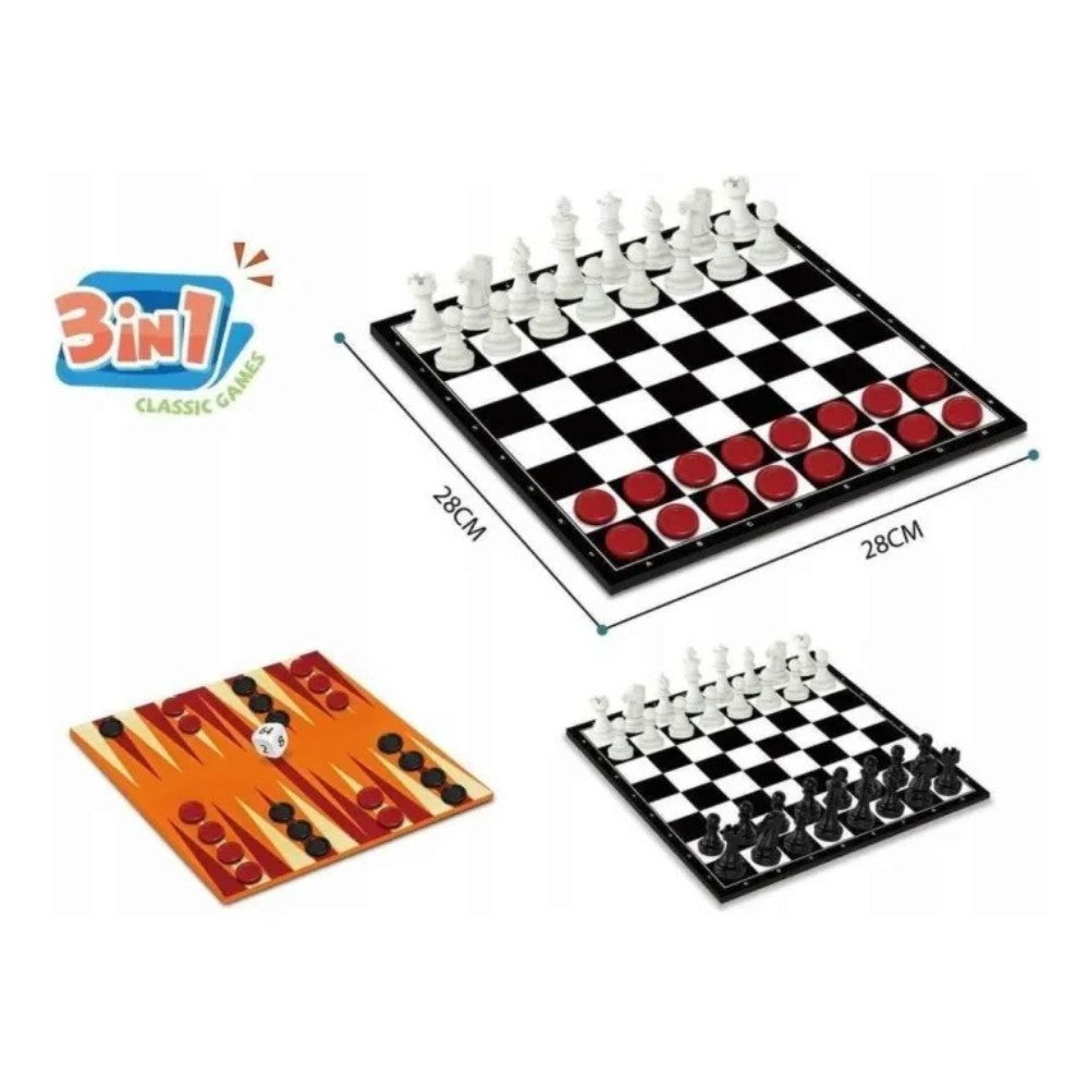 Juego De Mesa Ajedrez/Dama/Backgammon 3 En 1 - Star Toys