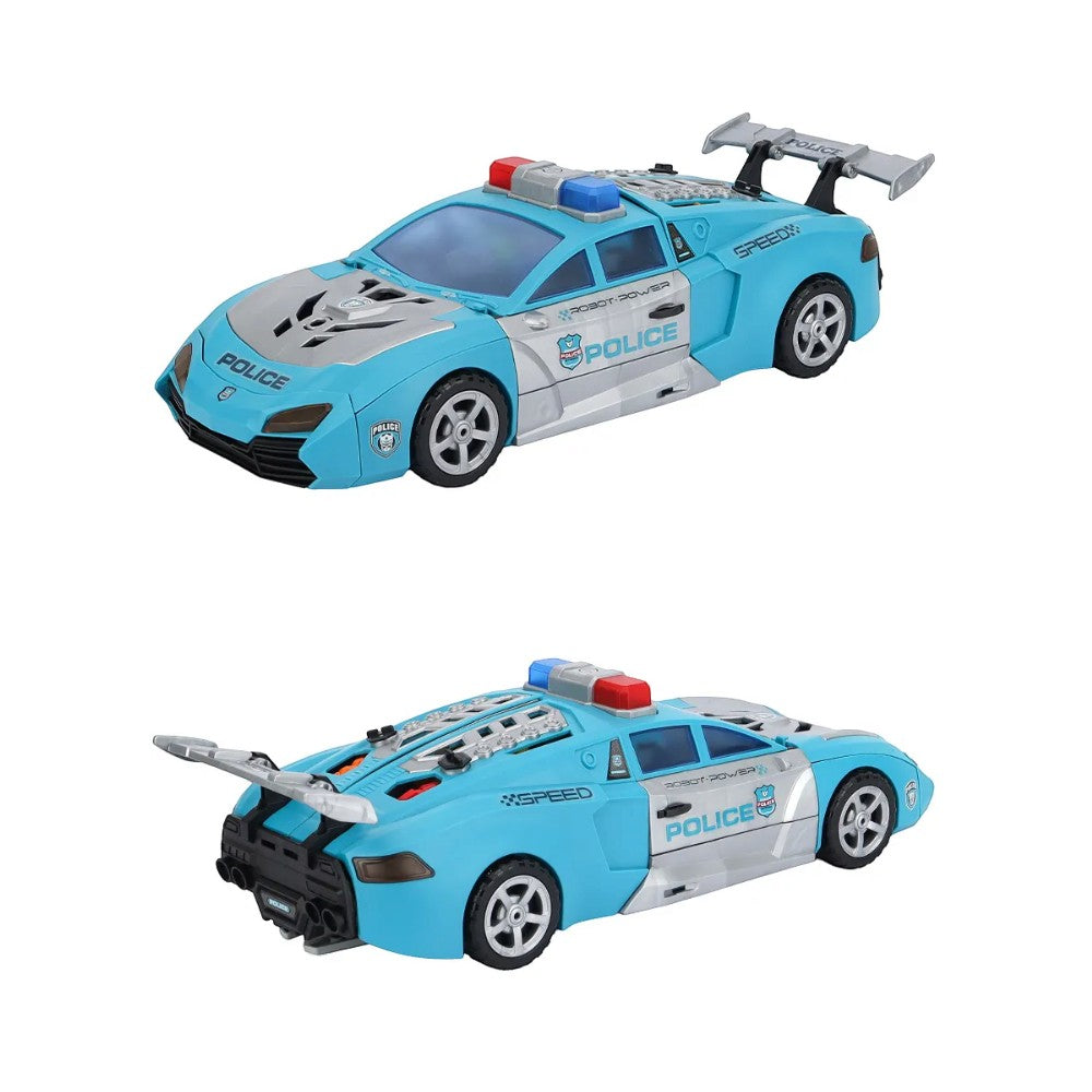 Carro Policía Transformable Con Luz Y Sonido / 29 Piezas - Star Toys