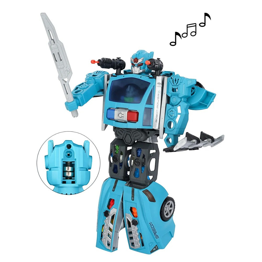 Carro Policía Transformable Con Luz Y Sonido / 29 Piezas - Star Toys