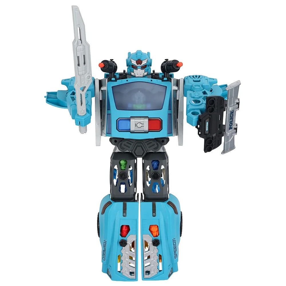 Carro Policía Transformable Con Luz Y Sonido / 29 Piezas - Star Toys