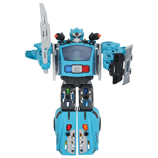Carro Policía Transformable Con Luz Y Sonido / 29 Piezas - Star Toys