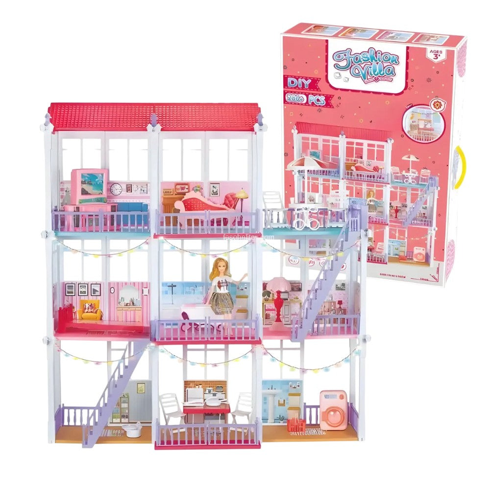 Casa De Muñeca 104 X 27 X 108 CM / Batería “AA”/ 206 Piezas Fashion Villa - Star Toys