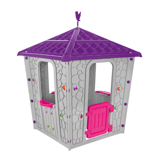 Casa Infantil Stone Gris Con Techo Morado 151 X 114 X 114 CM - Pilsan