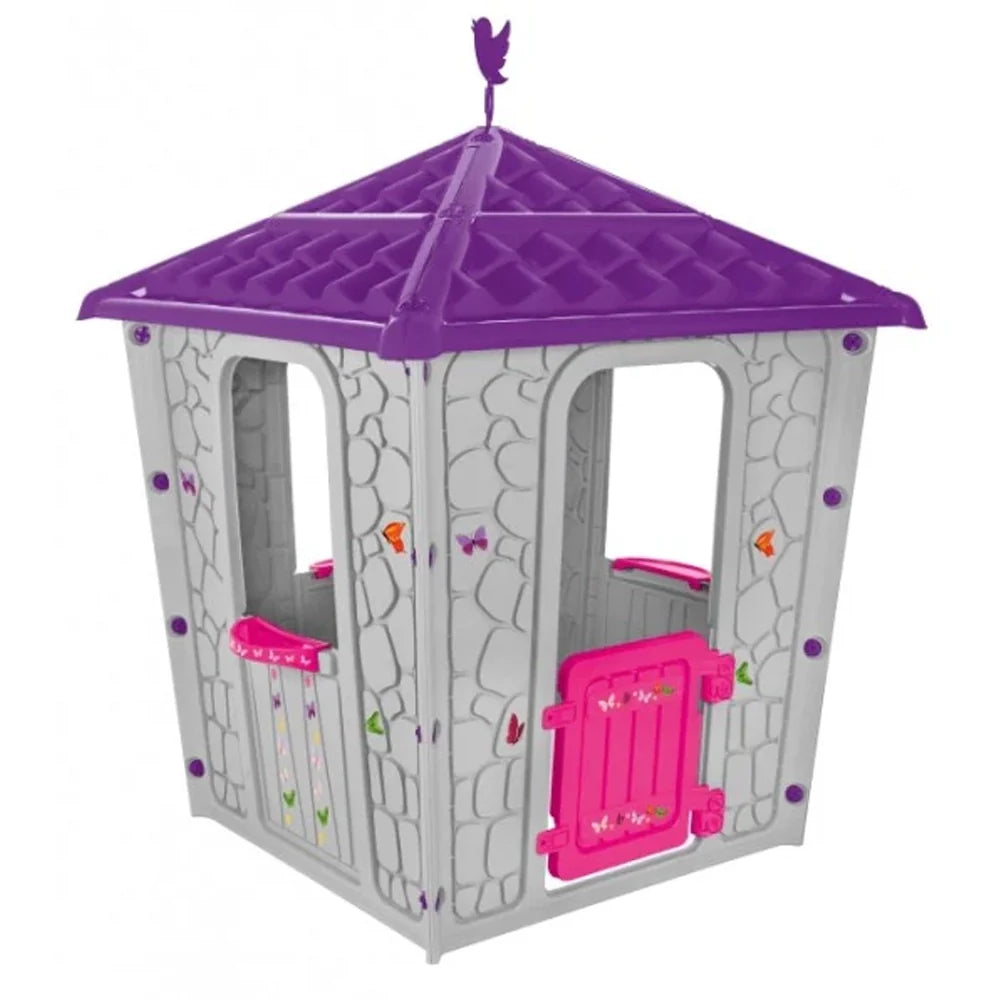 Casa Infantil Stone Gris Con Techo Morado 151 X 114 X 114 CM - Pilsan