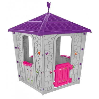 Casa Infantil Stone Gris Con Techo Morado 151 X 114 X 114 CM - Pilsan