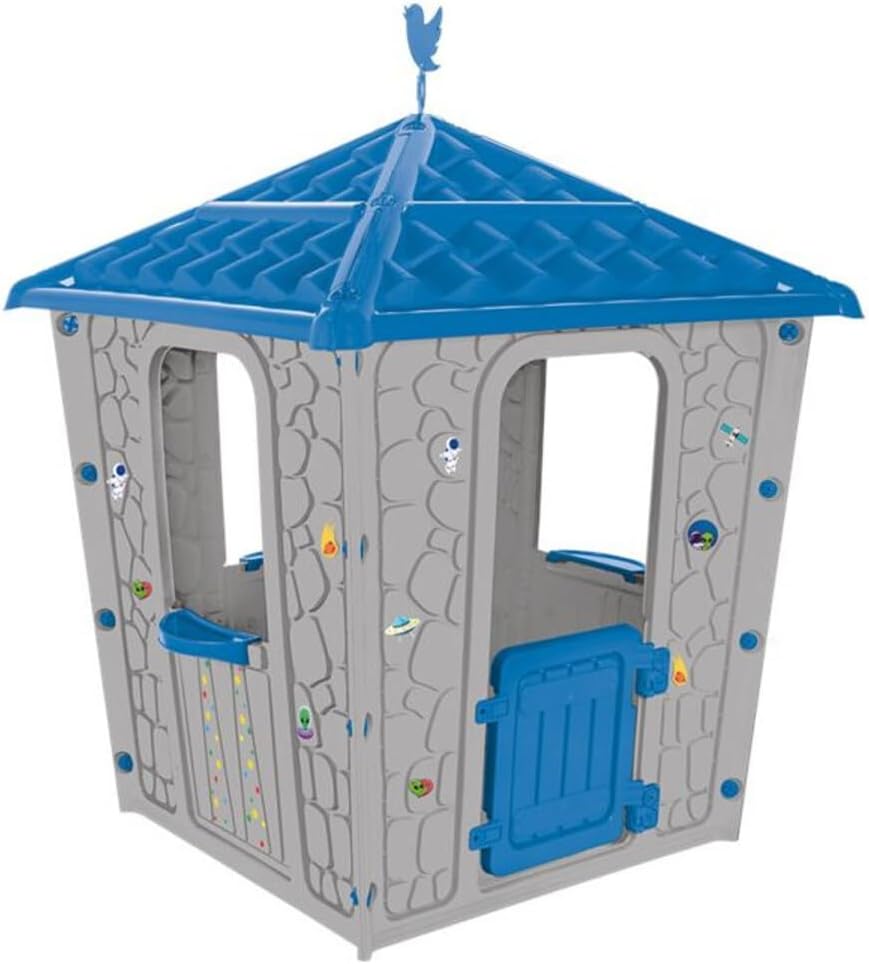 Casa Infantil Stone Gris Con Techo Azul 151 X 114 X 114 CM - Pilsan