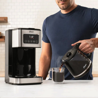 Cafetera Oster Programable de 12 Tazas Panel Táctil Jarra Vidrio