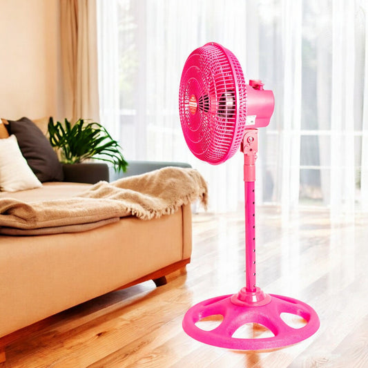 Abanico Pedestal Home Elegance 10" Rosado