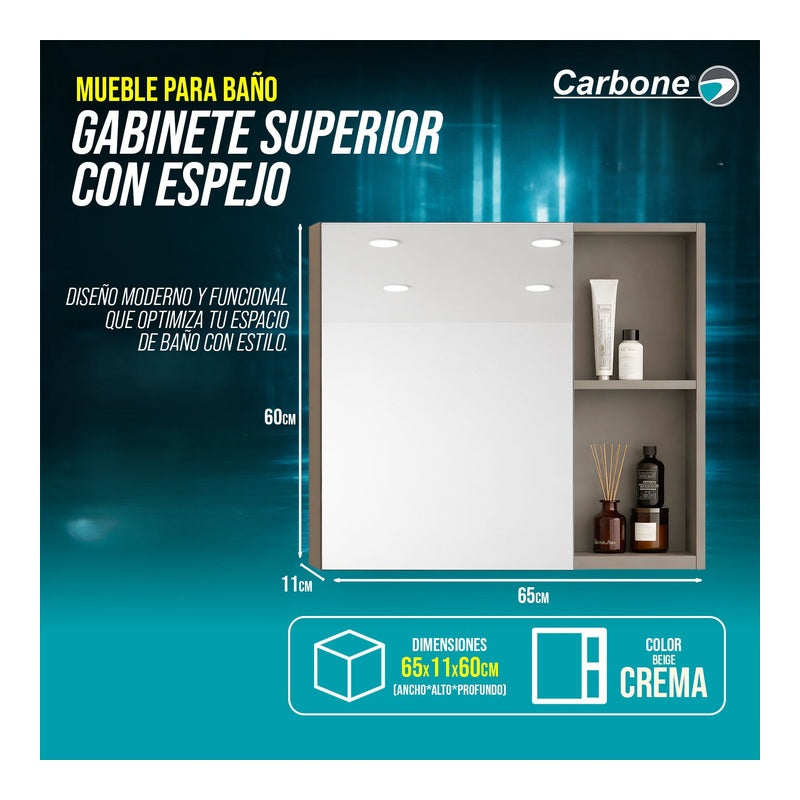 Gabinete Superior Bano C/Esp 65X11X60Bge - CARBONE - 11147591