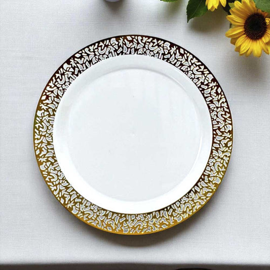 Plato Llano Reutilizable 7" Home Elegance / 10 Piezas / Gold
