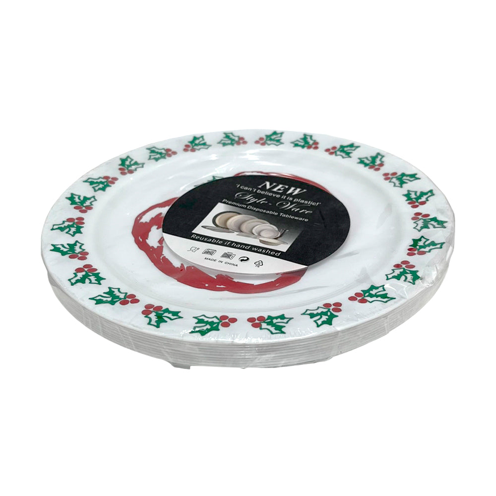 Plato Reutilizable De Melamina 7” / 10 Piezas - Christmas Elegence