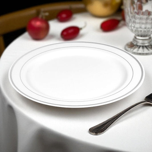 Platos Plástico de 10" Home Elegance / 10 Piezas / Borde Silver