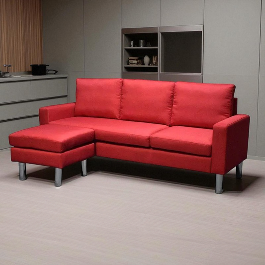 Juego de Sala en Foma L Elements Furniture-Rojo