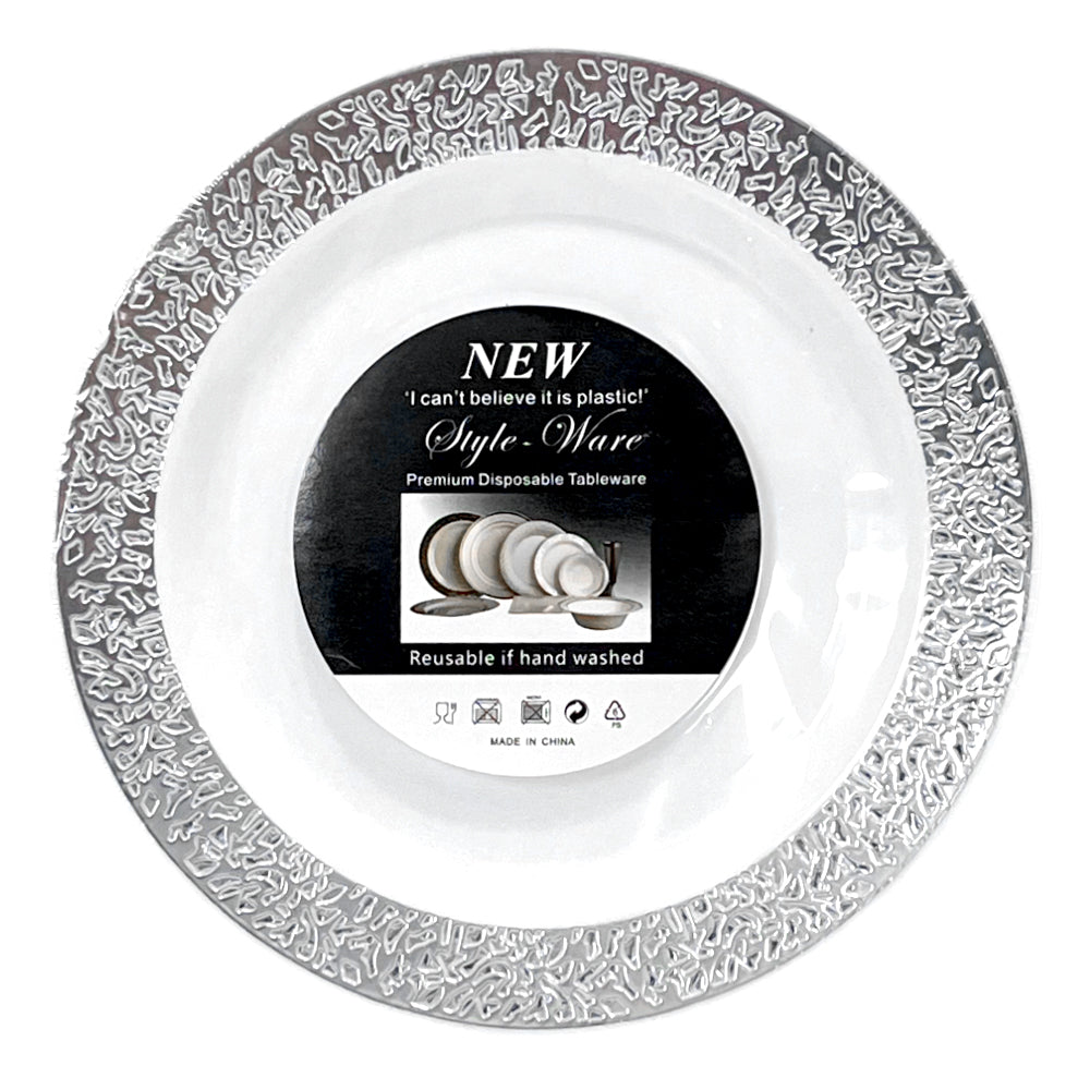 Plato Llano Reutilizable 10" Home Elegance 10 Piezas / Silver