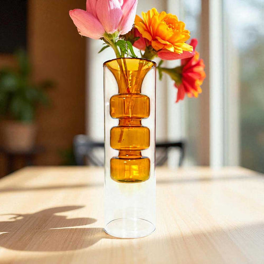 Florero Decorativo Home Elegance  de Vidrio / 8" / Naranja-Clear