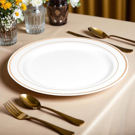 Platos Plástico 10" Home Elegance / 10 Piezas / Borde Dorados