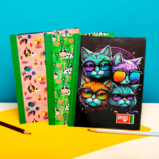 Set 3 Cuaderno Cosido Pequeño Imagen School / 200 Páginas / Raya Ancha / Girl