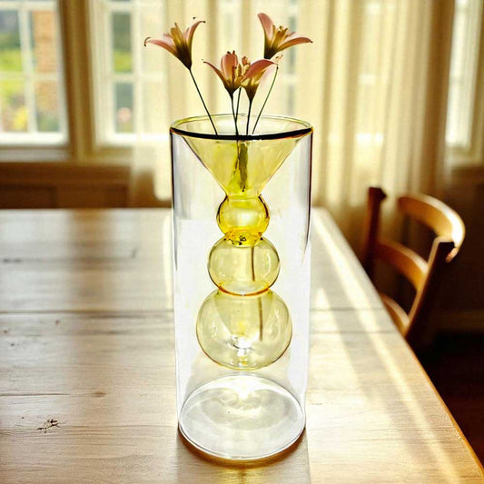 Florero Decorativo Home Elegance de Vidrio Marrón / 8.5" x 3.5"
