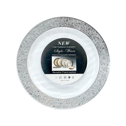 Plato Llano Reutilizable 7" Home Elegance / 10 Piezas / Silver