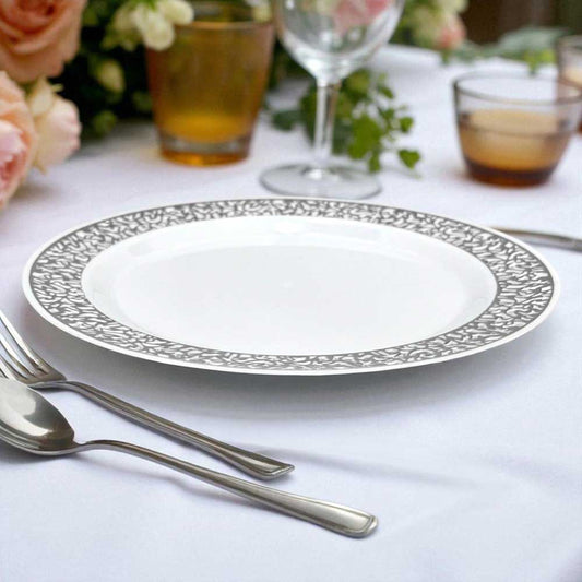 Plato Llano Reutilizable 7" Home Elegance / 10 Piezas / Silver
