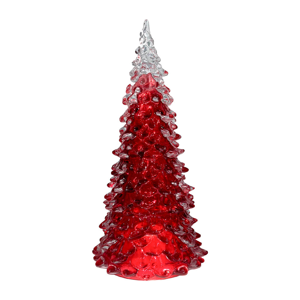 Adorno De Vidrio Decorativo Árbol / LED / 22 CM Rojo - Christmas Elegance