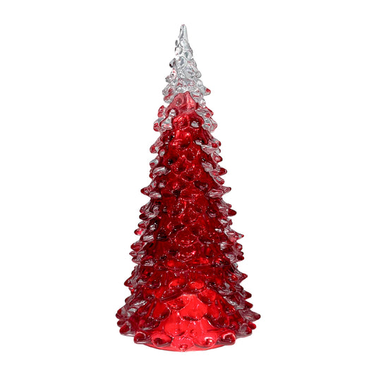 Adorno De Vidrio Decorativo Árbol / LED / 22 CM Rojo - Christmas Elegance