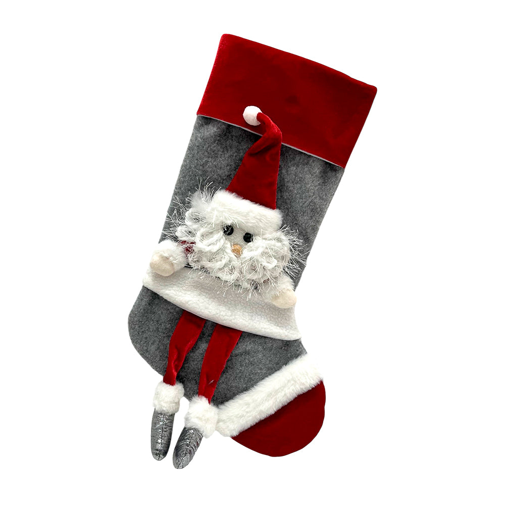 Botas De Navidad 43 X 18 CM Gris/Rojo - Christmas Elegance