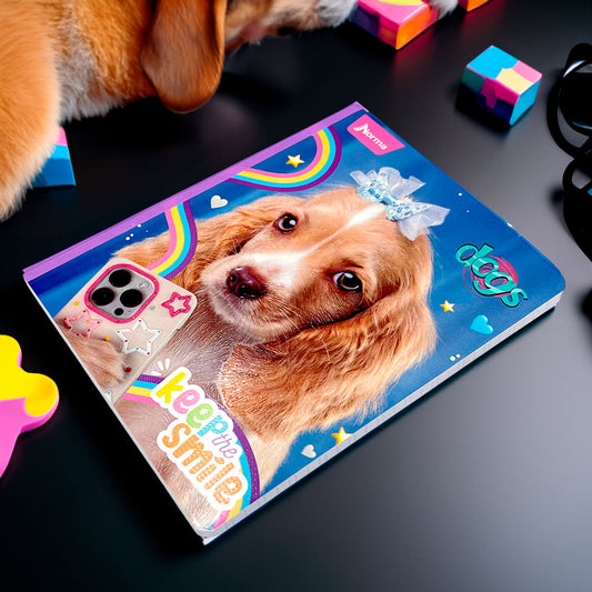 Cuaderno Cosido Mediano Raya Ancha Norma Dogs de 200 Páginas
