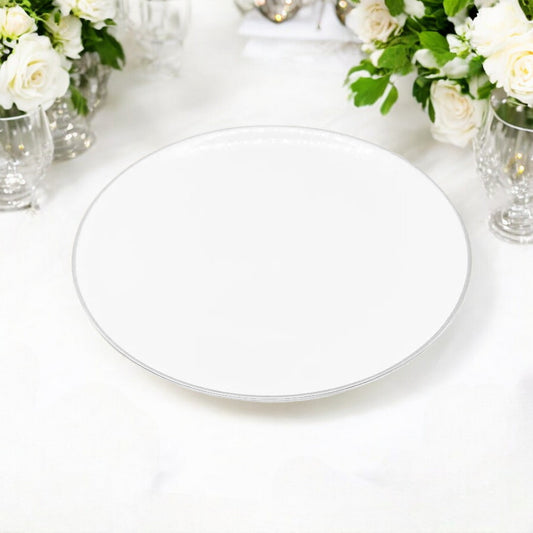 Bandeja Redonda Para Servir Lillian / 14" / 2 Piezas / Blanca-Silver