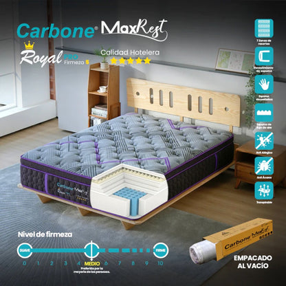 Colchón King Carbone / Royal 5 Star / Al Vacío Max Rest