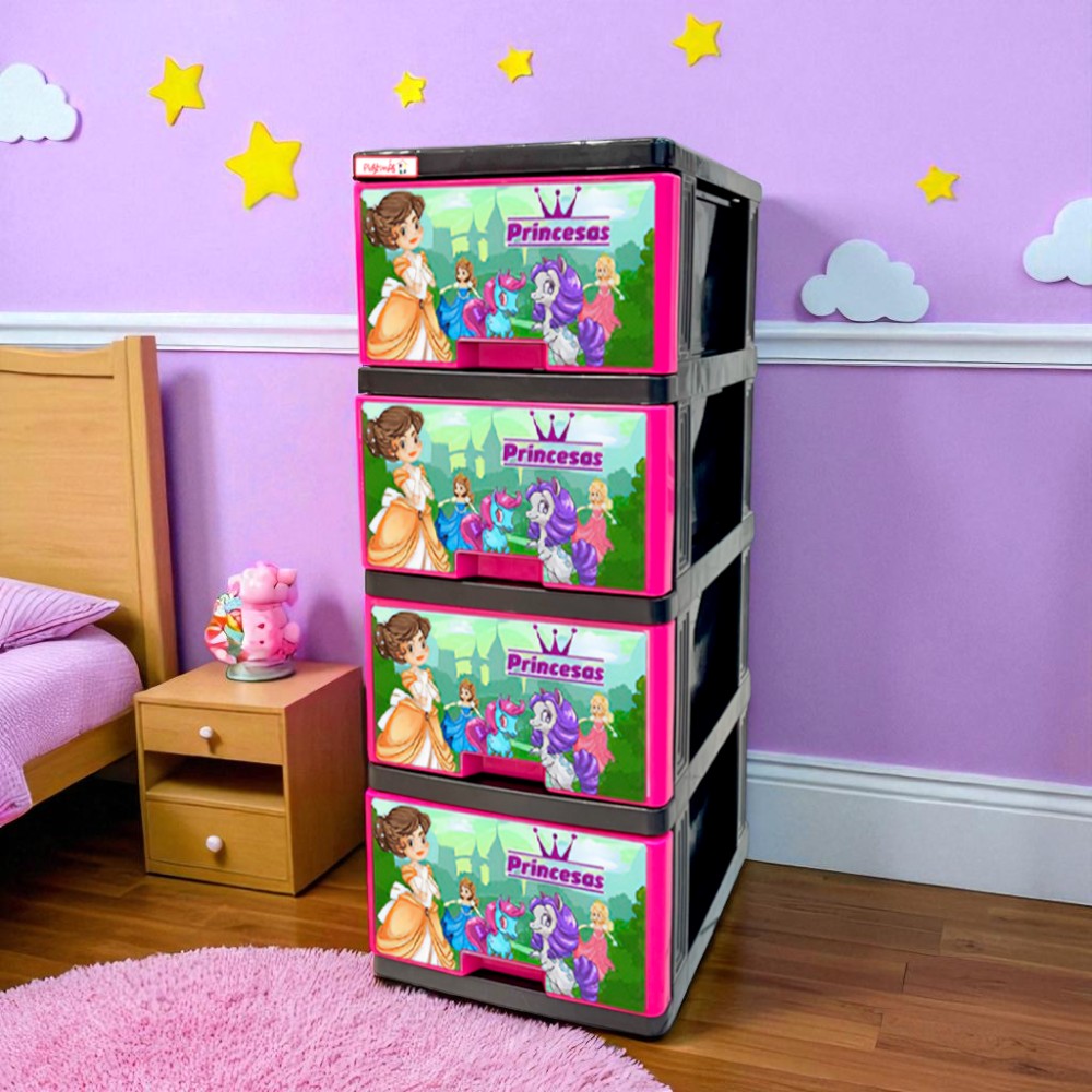 Gavetero Mediano Plastimas De 4 Gavetas Princesa