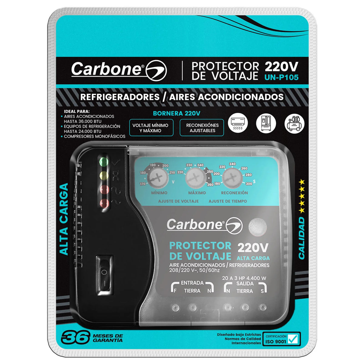 Protector D/Voltaje 220 Volt 50/60Hz 20A - CARBONE - 11170504