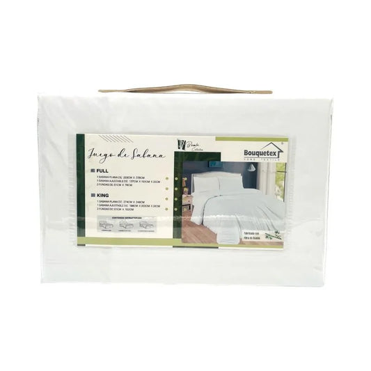Sabana Full Bouquetex 4 Piezas Bambú Blanca