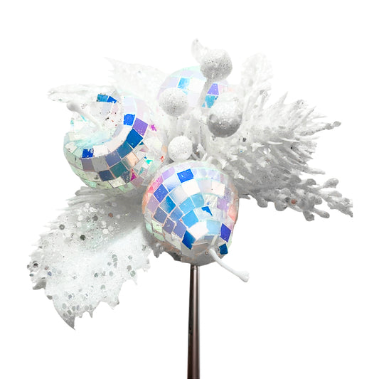 Pick Navideño Blanco/Iridiscencia 21 CM - Montefiori Christmas