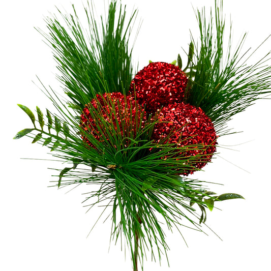 Pick Navidad / Bola Roja 27 CM - Montefiori Christmas